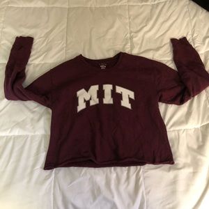MIT cropped maroon sweatshirt